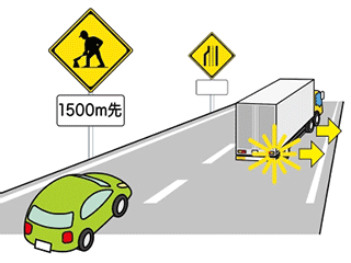 工事規制が行われていることを認識、規制速度にも注意